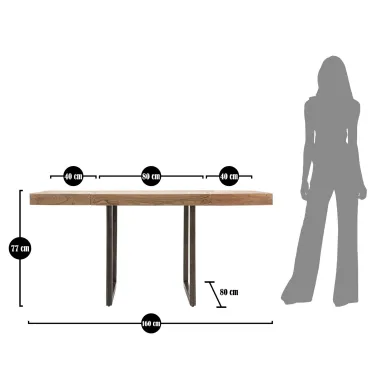 Stół jadalniany MUMBAI QUAD. ALL. 80x80x77 cm - Dł. T. 160 (AKACJA NILOTICA)